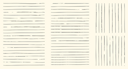 Obraz premium Hand drawn line textures set with horizontal and vertical pen strokes in a simple sketch style. A vector illustration collection for creating minimalist backgrounds, patterns and abstract art.