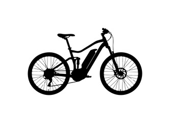 Modern Electric Mountain Bike Silhouette Vector Illustration