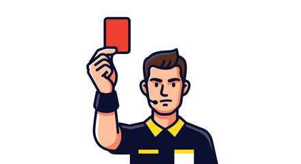 Football Soccer Referee Showing a Red Card as a Penalty During a Game on an Isolated White Background. © REZA