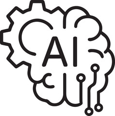 Obraz premium Artificial intelligence technology concept with gear and brain symbol symbolizing machine learning