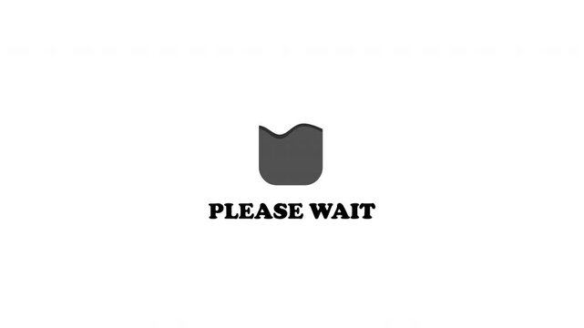 Coffee energy battery loading animation in 4K resolution with alpha channel. Looping loading bar and please wait message for motion graphics and video visuals.