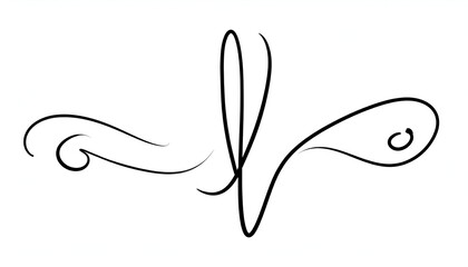 Elegant swirling flourish on a white background, with symmetrical, thin lines