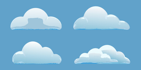 Four fluffy white clouds against a vibrant blue sky backdrop