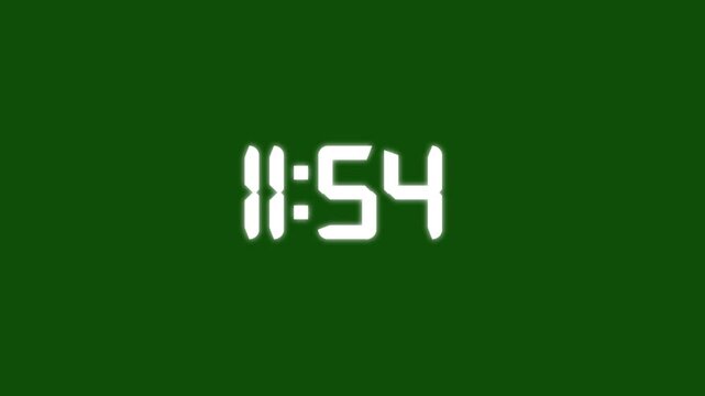 Countdown timer from 12 minute to 11 minute on black background.Countdown timer for deadline reminders,productivity, deadlines,presentations,time management concepts.Digital clock time.