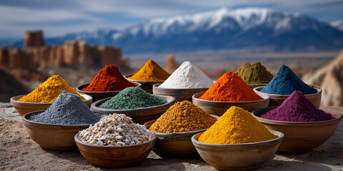 Exploring rare earth minerals demand a colorful spectrum of natural resources in a mountainous landscape