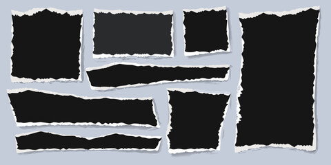 Collection of torn paper scraps against a light gray background