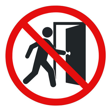No entry sign with person running to open door  restricted access symbol