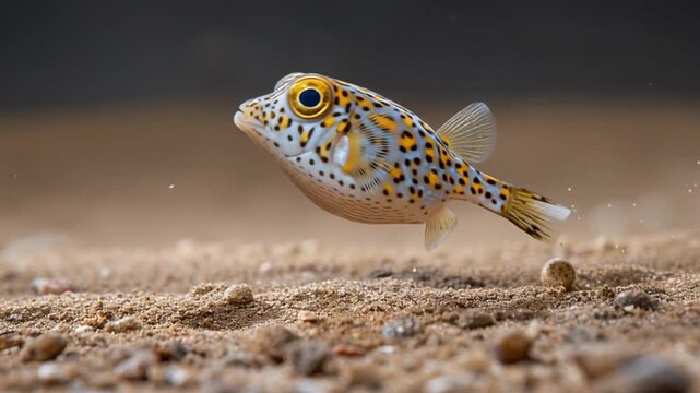 playful boxfish blowing water