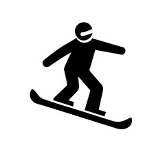 A minimalist winter sports icon of a person snowboarding downhill in stylized form. Concept of skiing and snowboarding season - winter sport - icon