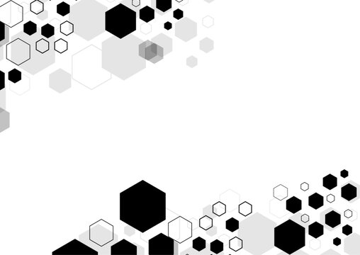 Abstract black hexagons on white
