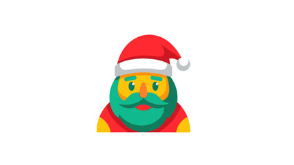 Stylized Santa Claus Face with Green Beard and Red Hat Vector Art