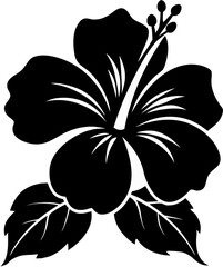 Hibiscus flower silhouette on white background. Hibiscus icon sign vector illustration design. white background 