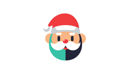 Santa Claus Face Flat Design Icon with Red Hat and Beard
