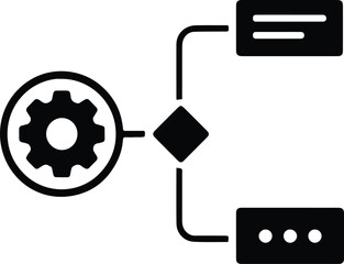 A visual representation of a system integration process connecting a gear mechanism to hardware devices