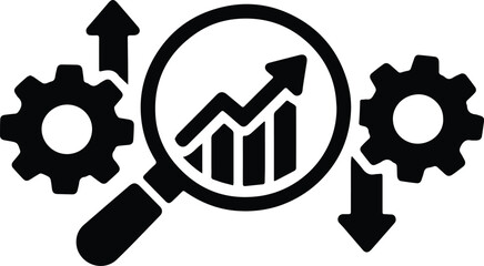 Exploring growth and optimization through strategic analysis and mechanical efficiency icons