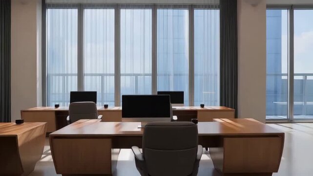 Modern Office Workspace with Desks and Computers