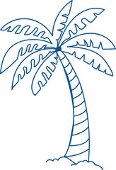 Simple line art illustration depicting a tropical palm tree silhouette outline