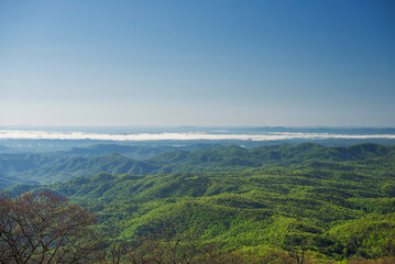 Obraz premium aerial landscape view of wilson creek valley north carolina.
