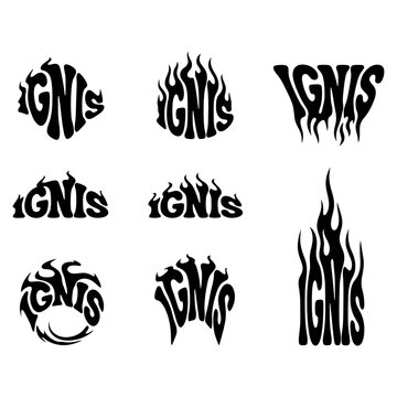 &ldquo;Ignis Fire Typography Logo Design Set &ndash; Flaming Lettering Vector Illustration&rdquo;