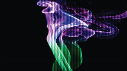 Abstract fractal smoke wave background with blue and purple flowing light textures