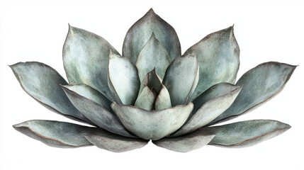 Fototapeta premium A beautifully detailed watercolor painting showcases the elegant rosette shape and pale blue-green hues of a succulent plant, isolated against a pure white background.
