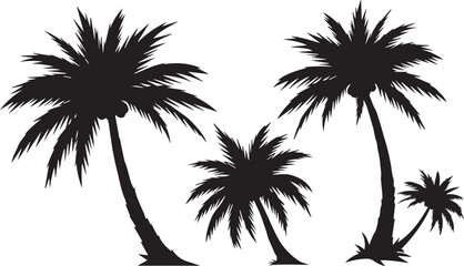 Minimalist black and white silhouette palm trees collection