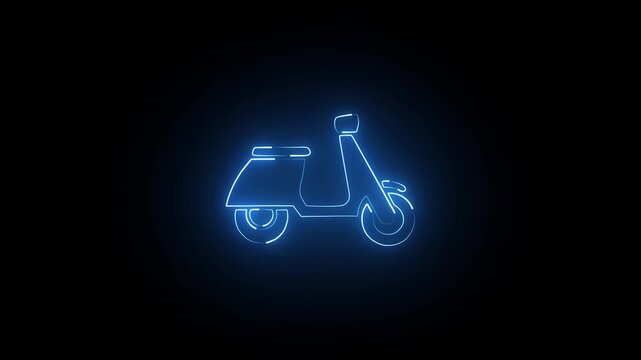 Delivery bike icon neon glowing effect animation video .