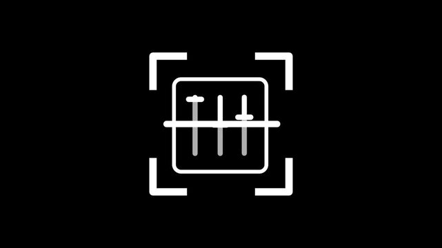 Three vertical slider bars with white circular knobs are framed by the digital interface to signify audio mixing or precise adjustment of technical settings within a professional software program