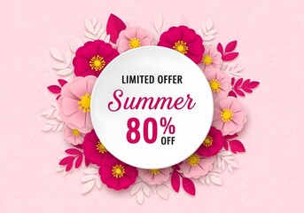 Obraz premium A colorful floral advertisement with a limited time summer offer