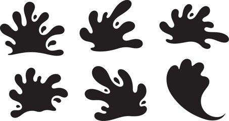 Naklejka premium Black paint splatters on white background vector graphics set
