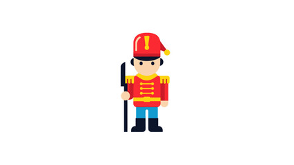 Cartoon Toy Soldier Standing Guard with Spear, Flat Design