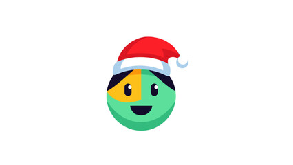 Festive Character Face with Santa Hat, Christmas Icon