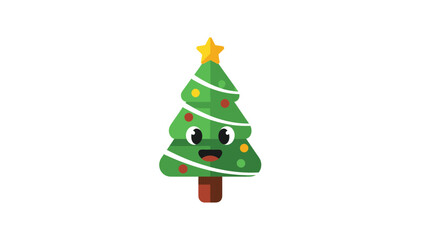 Cute Christmas Tree Character with Star and Ornaments Vector Art