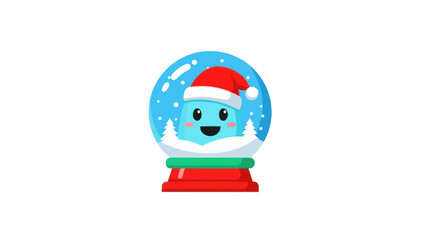 Cute Snow Globe Character with Santa Hat, Festive Holiday Design