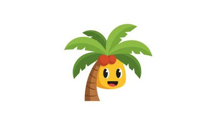 Happy Palm Tree Character with Coconuts, Tropical Summer Icon