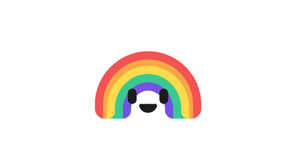 Cute Cartoon Rainbow with Happy Face Vector Illustration