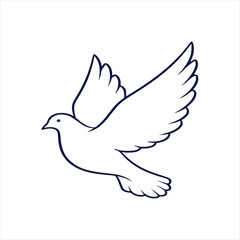 Obraz premium Elegant Minimalist Flying Dove Bird Outline Vector Drawing Symbolizing Peace and Holy Spirit