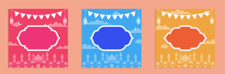 Naklejka premium Collection of banner design templates with a Ramadan, Islamic theme