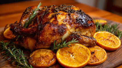 Roasted chicken with oranges
