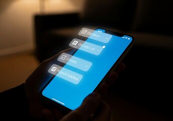 Person Interacting with Digital Task Management Interface on Smartphone Screen