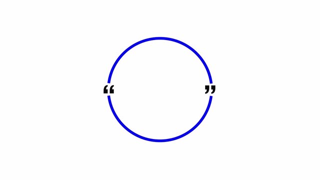 Rounded quote box icon animation. Graphic animation of rectangular quotation marks. Quote frame blank template set on a transparent background in 4Kanimation with Alpha channel.
