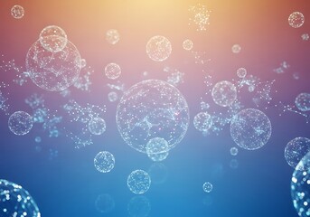 Abstract Digital Bubbles with Network Mesh on Gradient Background