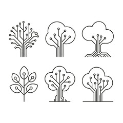 Digital trees and leaves a collection of circuit board inspired illustrations