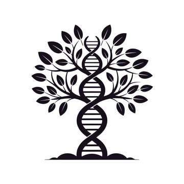 A symbolic tree of life with a dna double helix forming the trunk