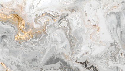 Elegant White and Gold Liquid Marble Ink Texture