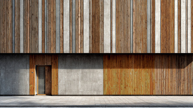 Wooden facade cladding modern architecture