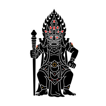 balinese barong maskot illustration with traditional ornament and transparent background