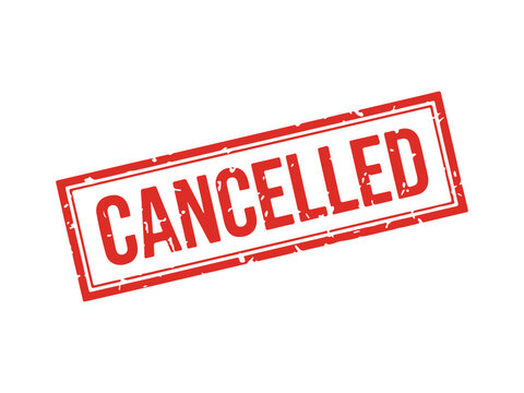Red canceled stamp, symbolizing rejection, invalidation or annulment of an order or document.