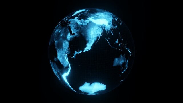Digital earth globe rotation holographic network visualization