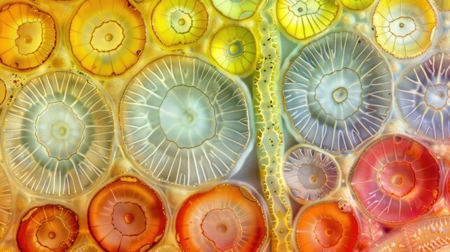 micrograph plant cells of woody dicot stem science education